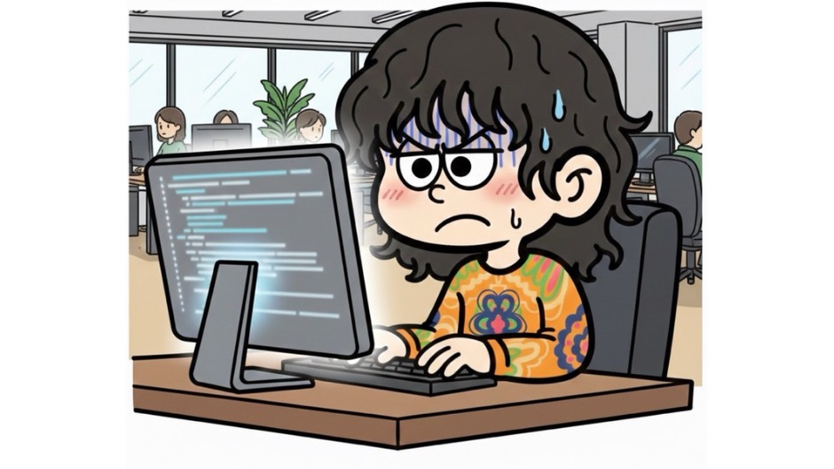 一生懸命パソコンをやるハル